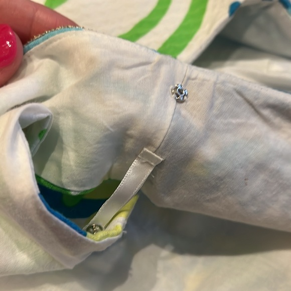 Lilly Pulitzer Janice Shift Mini Dress Crystal Coast Gold Brocade Trim size 12 - Picture 8 of 9